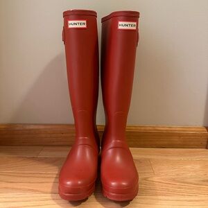 Red Hunter rain boots